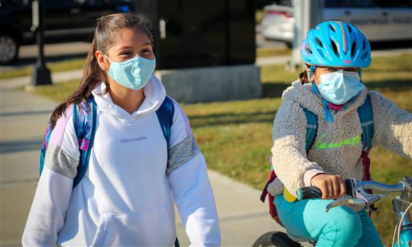 Students walk to school